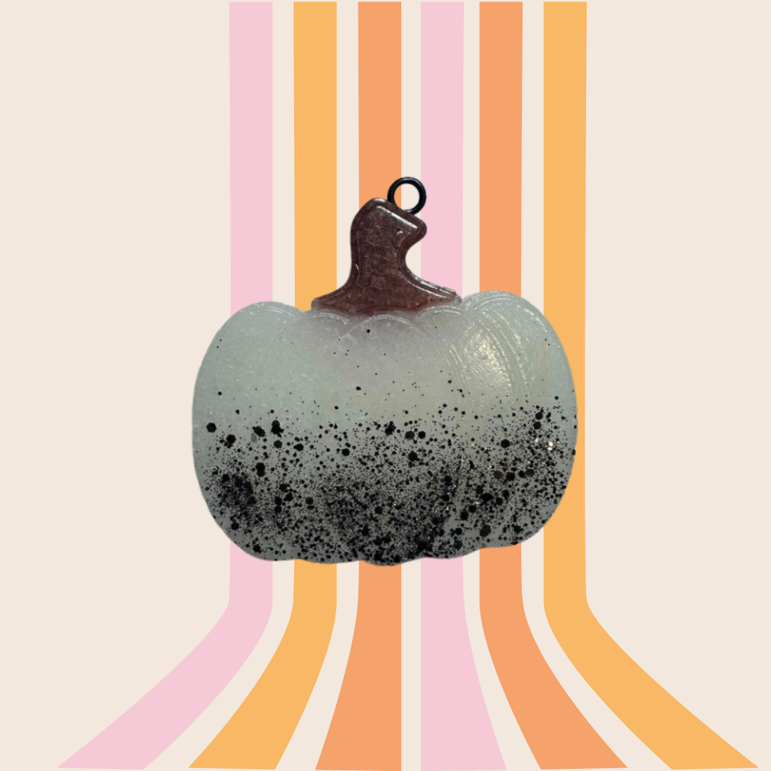 White glittered pumpkin freshie