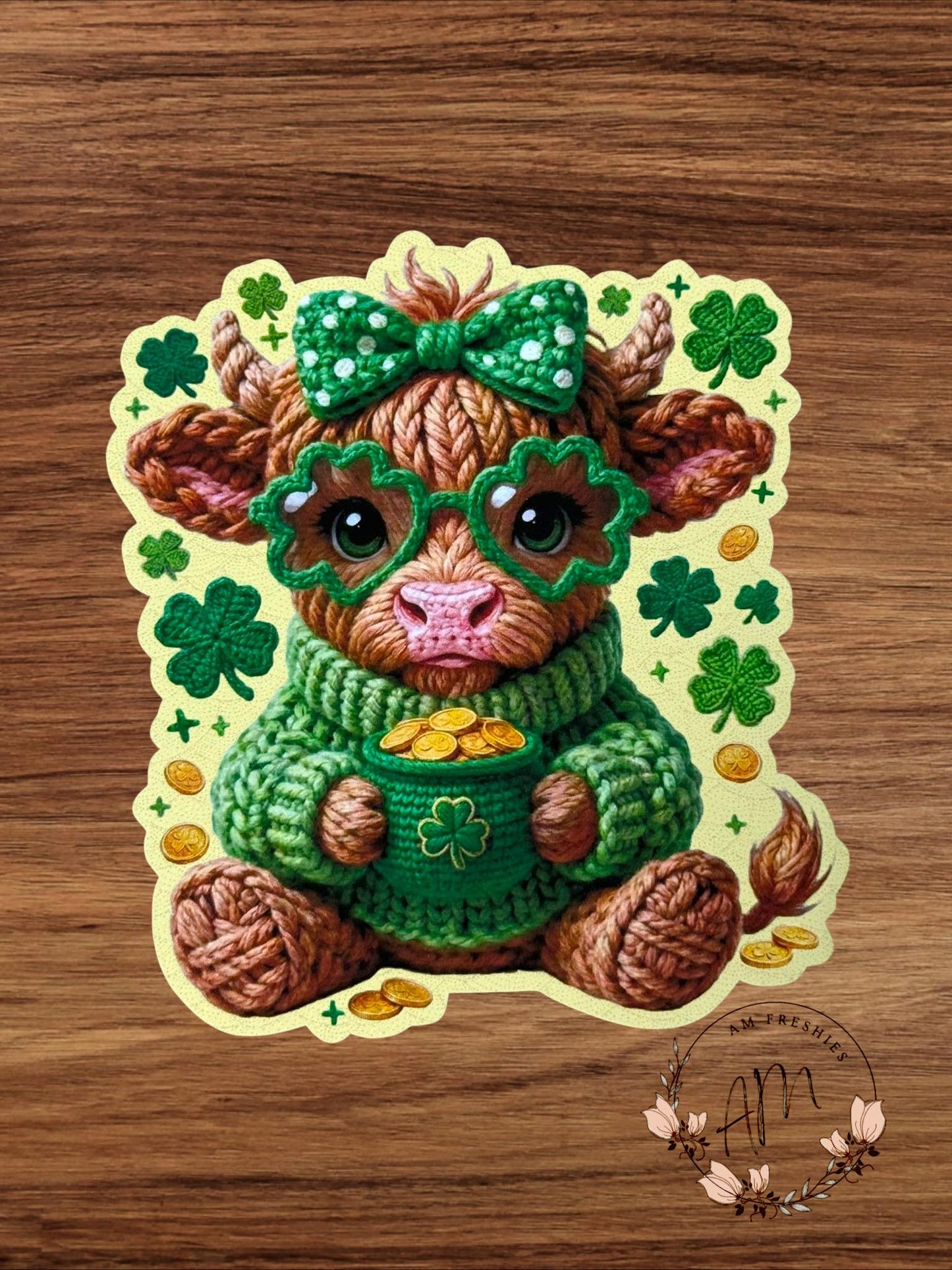 St Patty's Day yarn cow