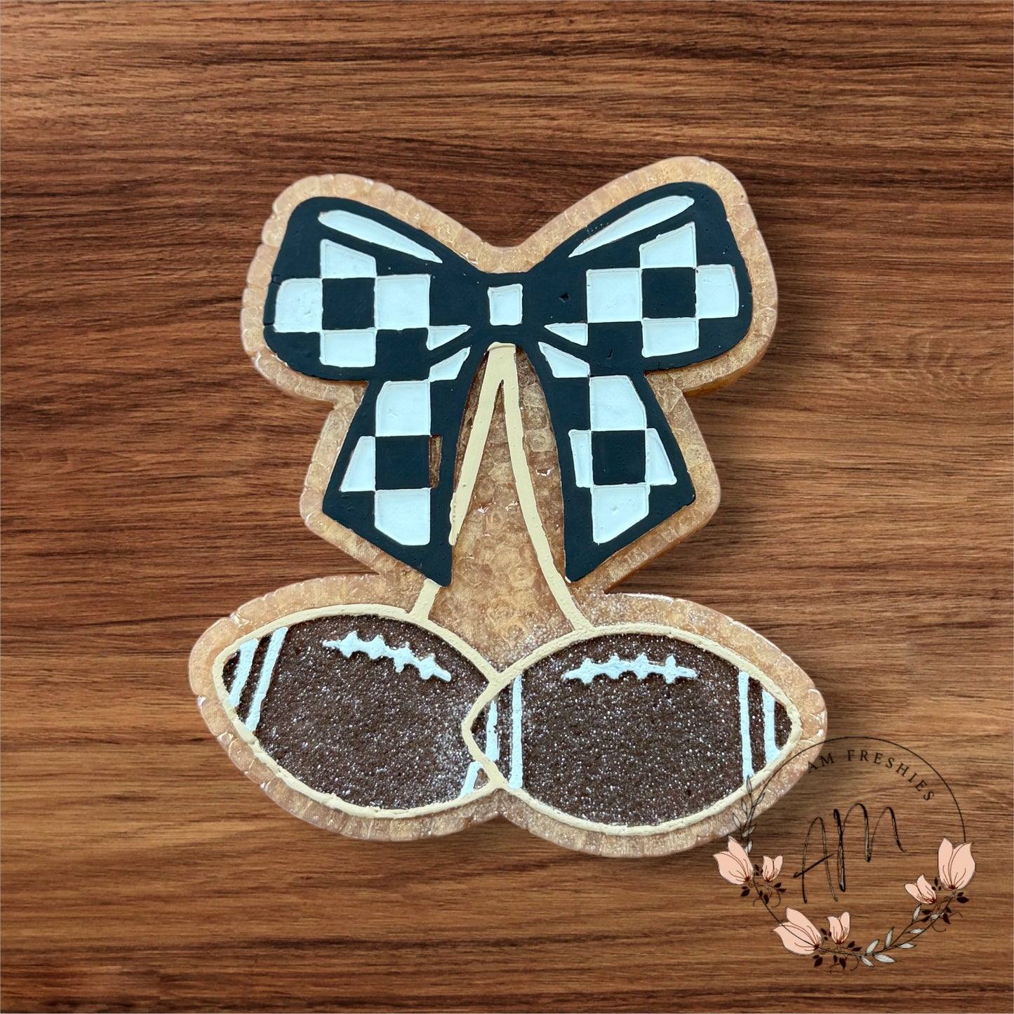 Football Cherries with bow-handpainted