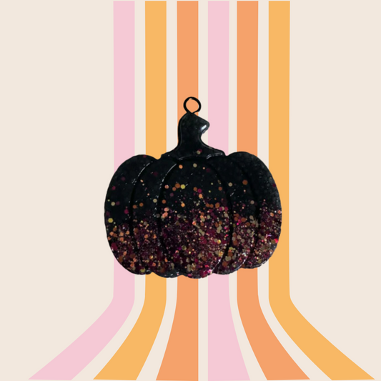 Black Pumpkin with Ombre Glitter Freshie