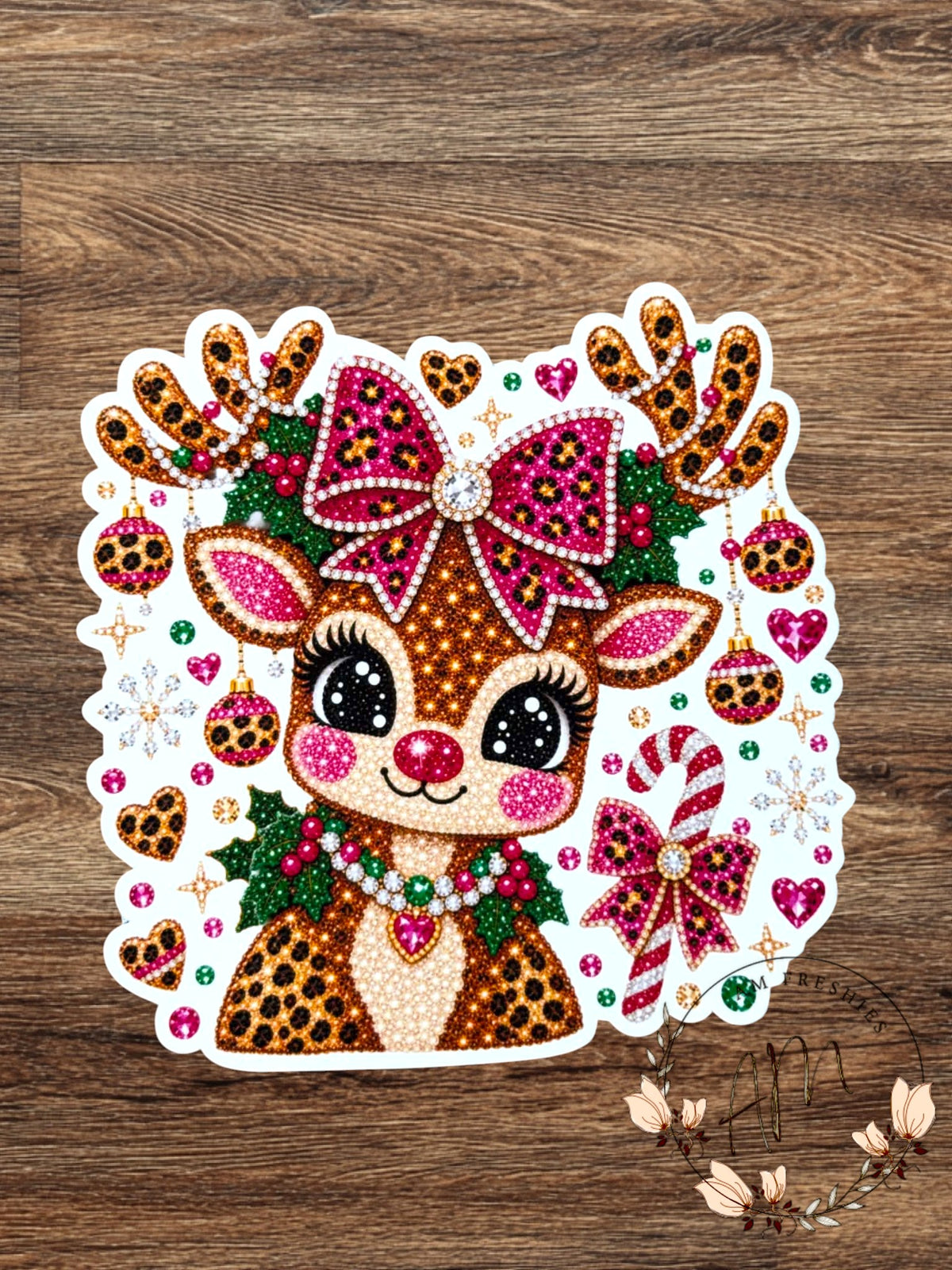 Reindeer in leopard and bows