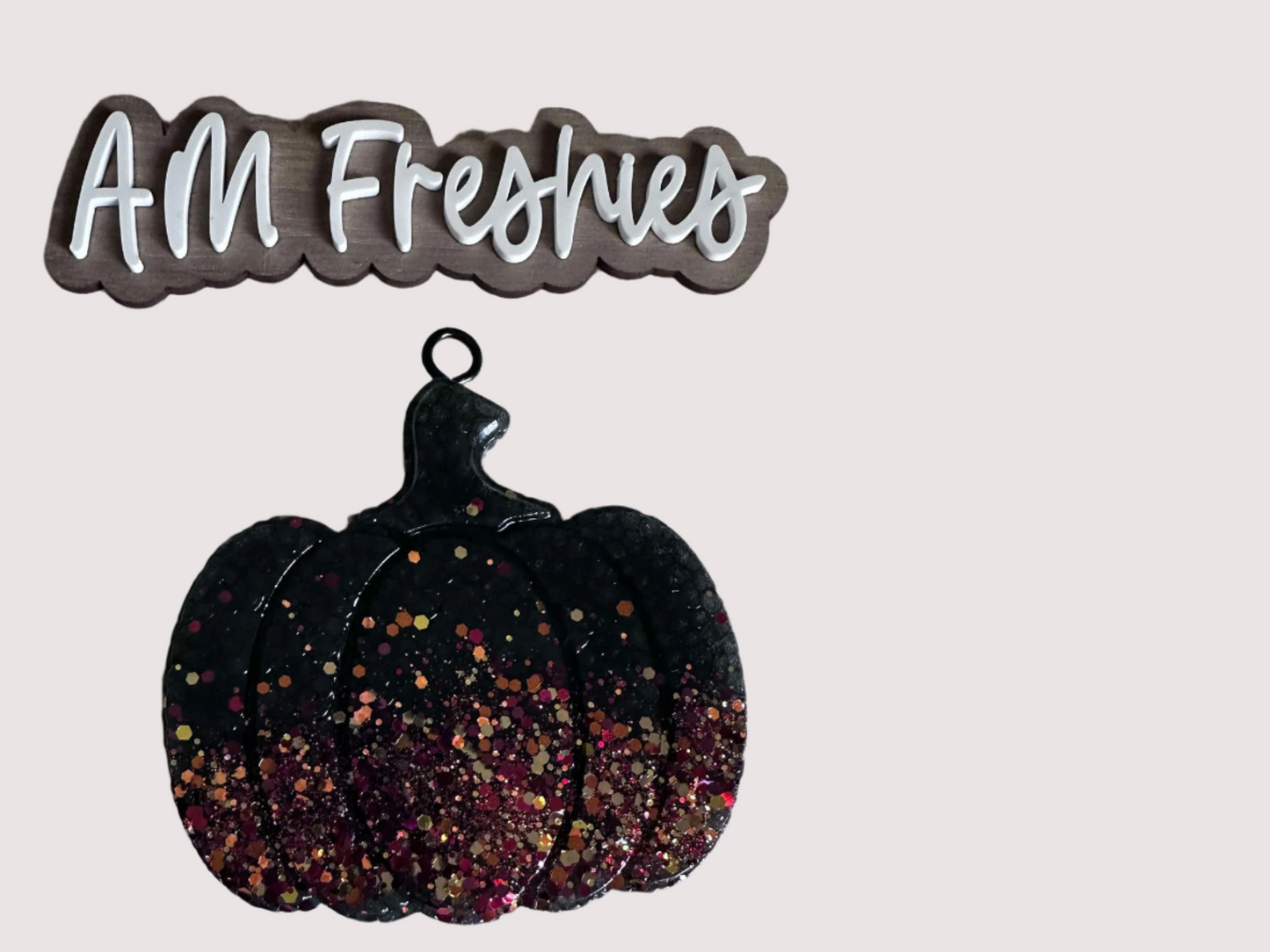 Black Pumpkin with Ombre Glitter Freshie