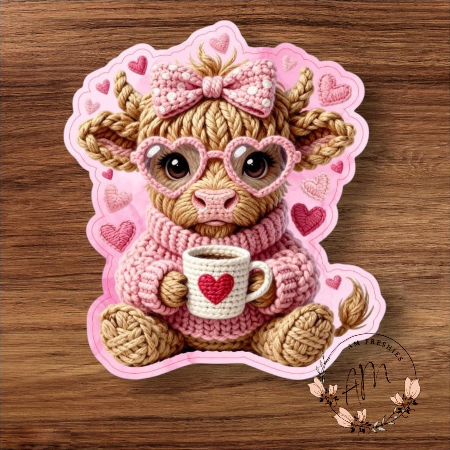 Valentine's day knitted cow