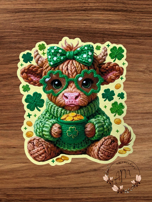 St Patty's Day yarn cow