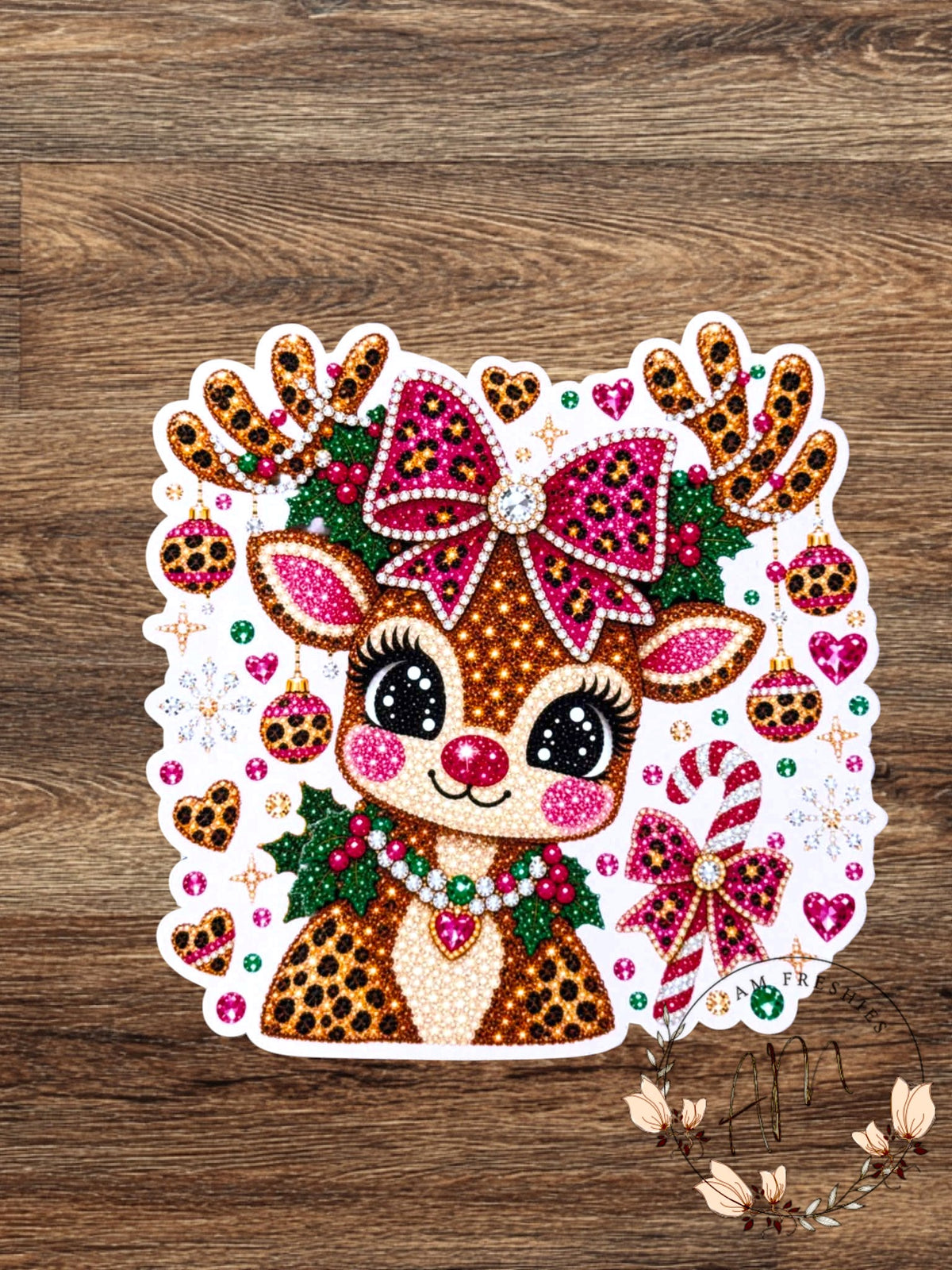 Reindeer in leopard and bows