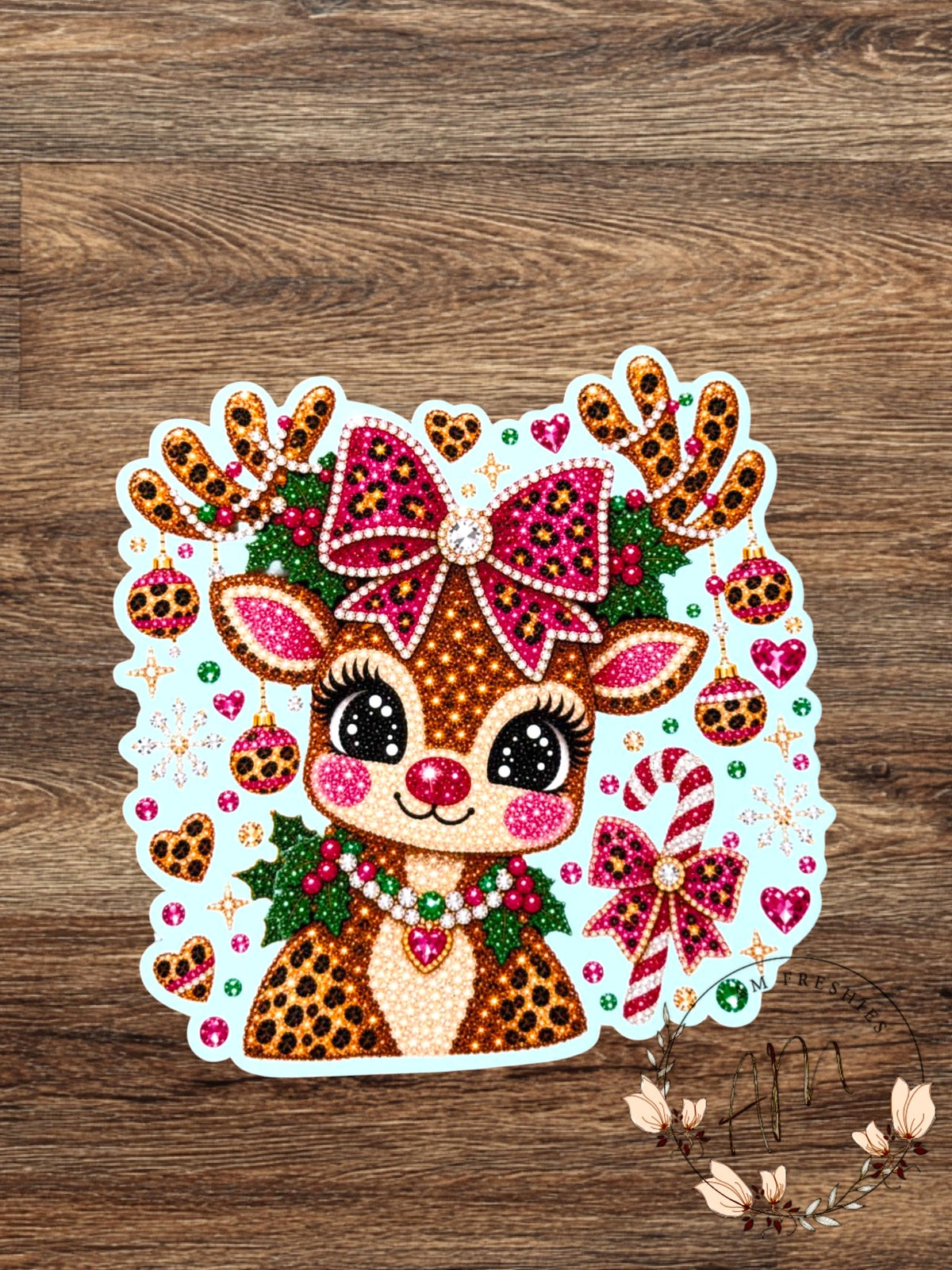 Reindeer in leopard and bows